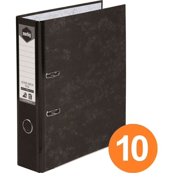 Marbig Board Lever Arch File A4 Black Box 10