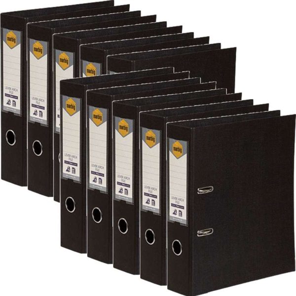 Marbig Lever Arch File A4 PE Black Box Of 10