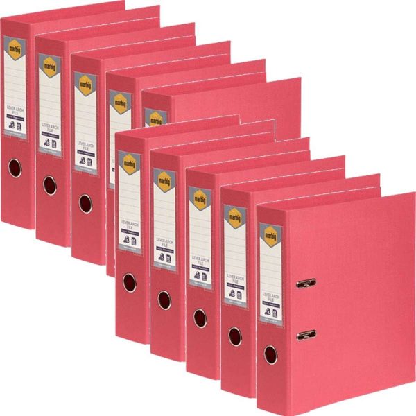 Marbig Lever Arch File A4 PE Coral Box Of 10