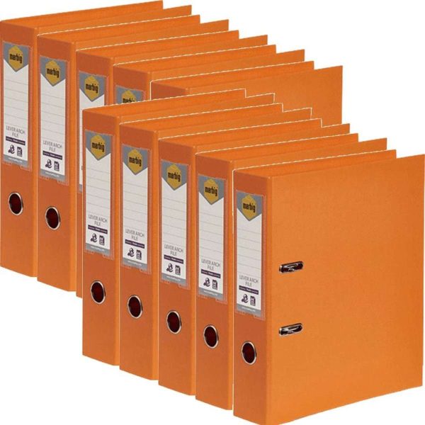 Marbig Lever Arch File A4 PE Orange Box Of 10