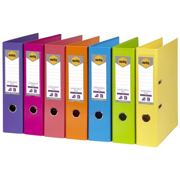 Marbig Lever Arch File A4 Pe Assorted Colours 10 Pack