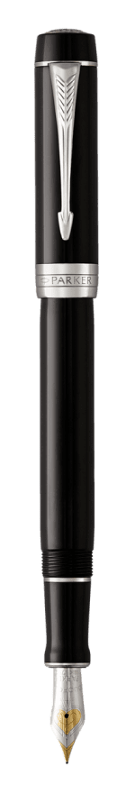Parker Duofold Black Chrome Trim Fountain Pen Centennial 18k Nib Medium