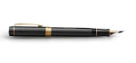 Parker Duofold Black and Gold Trim Fountain Pen Centennial 18k Nib Medium2 Parker Duofold Black and Gold Trim Fountain Pen Centennial 18k Nib Medium