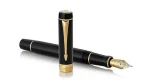 Parker Duofold Black and Gold Trim Fountain Pen Centennial 18k Nib Medium3 Parker Duofold Black and Gold Trim Fountain Pen Centennial 18k Nib Medium