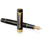 Parker Duofold Black and Gold Trim Fountain Pen Centennial 18k Nib Medium4 Parker Duofold Black and Gold Trim Fountain Pen Centennial 18k Nib Medium