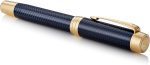 Parker Duofold Prestige Blue Chevon Gold Trim Fountain Pen Centennial 18K Nib Medium