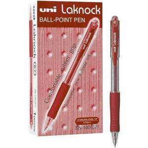 Pen Uniball Laknock Retractable Broad 1.4mm SN100 Red Box 12
