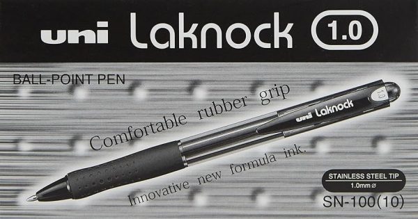 Pen Uniball Laknock Retractable Medium 1.0mm SN100 Black Box 12