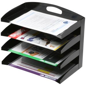 Marbig Metal Organiser 4 Tier Curved Black