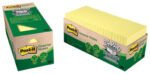 3M 654R-24CP-CY Post-it 100% Recycled Notes Yellow 24Pads