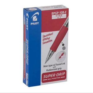 Pilot Retractable Supergrip Ballpoint Pen fine Red Box 12