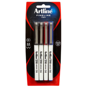 Artline 210 0.6mm Fineliner Black 4 Pack