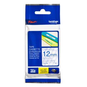 Brother Laminated Tape 12mm x 8m Blue on Clear TZe-133