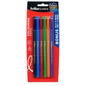 Artline Supreme Fineliner Pen 0.6mm Assorted Pack 6