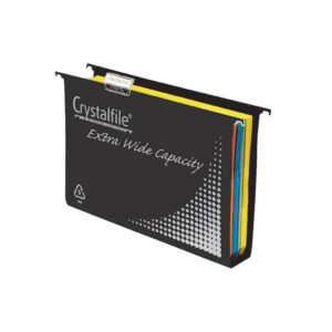 Crystalfile Extra Wide Suspension File Complete Foolscap Black Pack 10