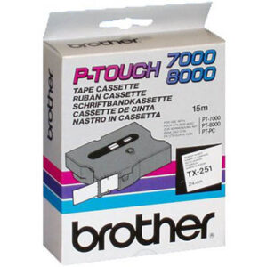 Brother Tape 24mm x 8m Black on White TX-251