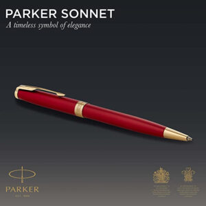 Parker Sonnet Ballpoint Pen Red Lacquer with Gold Trim
