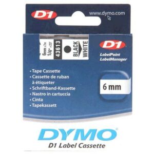 Dymo D1 Black on White Tape 6mm x 7m SD43613