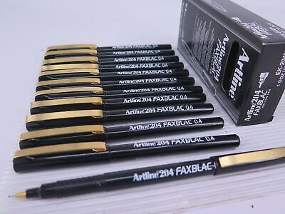 Artline 204 Faxblac Fineliner Pen 0.4mm Black 12 Pack