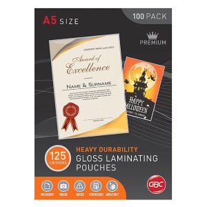 GBC Laminating Pouches A5 125 Micron Gloss Bx100