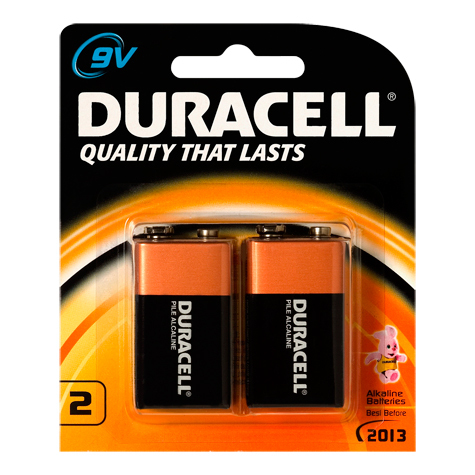 Duracell 9 Volt Batteries Pk/2