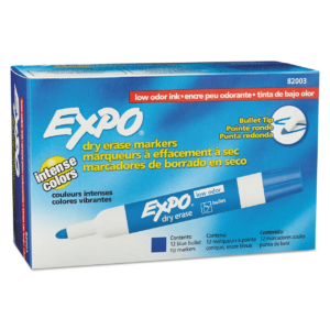 Expo Bullet Whiteboard Markers Blue 12 Pack