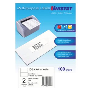 UNISTAT 38938 Laser Inkjet & Copier Labels