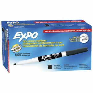 Expo Dry Erase Markers Black Fine Tip 12 Pack