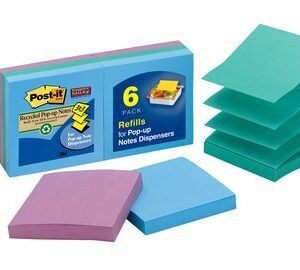 Post-it R330-6SST Recycle Pop-Up Refill Notes Tropical Pk/6