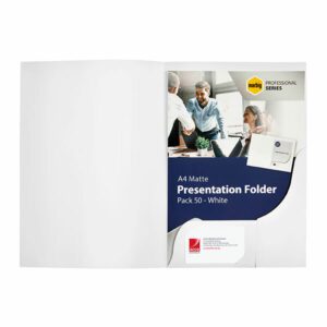 Marbig Professional Presentation Folders A4 Matt White 50 Pack