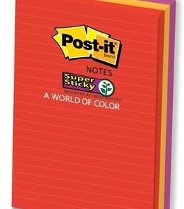 3M 660-3SSAN Post-it Super Sticky Notes Neon Lined 98 x 149mm Pk/3