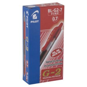 Pilot BL-G2-7 G2 Retractable Gel Pen 0.7mm Red Pack 12
