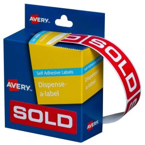 Avery Pre-printed Dispenser Labels 'Sold' 19 x 64 mm 250/Pack