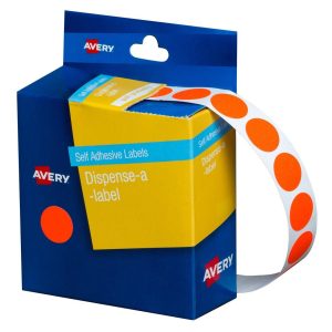 Avery Dispenser Labels Fluoro Red Circle 14 mm 700/Pack