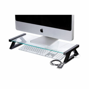 Esselte Monitor Stand Glass With 3 X USB 57CM Black Legs