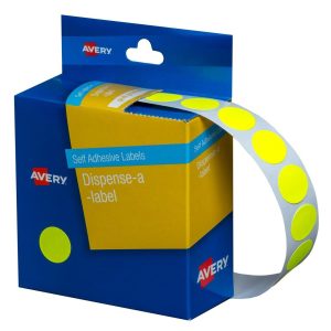 Avery Dispenser Labels Fluoro Yellow Circle 14 mm 700/Pack