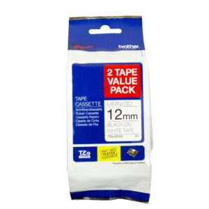 Brother Label Tape 12mm Black on White Tape Twin Pack TZe-231