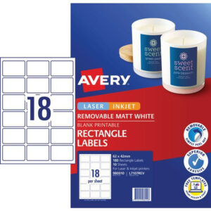 Avery 18UP Inkjet Laser Removable Labels White 10 Sheets
