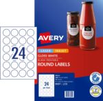 Avery 980052 L7147 Round Gloss Label 40mm White 240 Pack