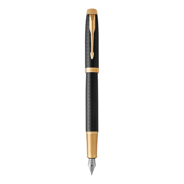 Parker IM Premium Black Etched Gold Trim Fountain Pen Medium Nib