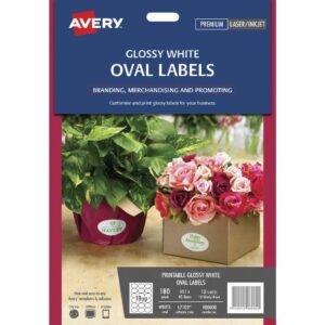 Avery Print-to-the-Edge Oval Labels Glossy White 180 Pack 980000