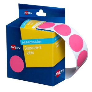 Avery Dispenser Label Pink Circle 24mm 500/Pack 937249