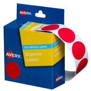 Avery Dispenser Labels Red Circle 24mm Pk/500