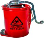 Cleanlink Mop Bucket Heavy Duty Metal Wringer 16 Litre Red