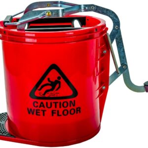 Cleanlink Mop Bucket Heavy Duty Metal Wringer 16 Litre Red