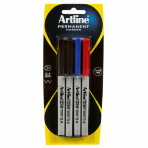 Artline 250 Permanent Markers Assorted 4 Pack