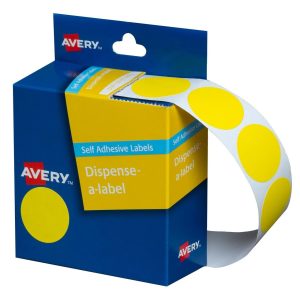 Avery Dispenser Label Yellow Circle 24mm 500/Pack