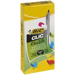Bic Clic Medium Retractable Pen Black Pack 10
