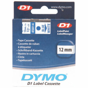 Dymo D1 Blue on White Tape 12mm x 7m SD45014