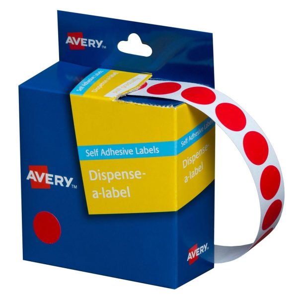 Avery Dispenser Labels Red Circle 14mm Pk/1050